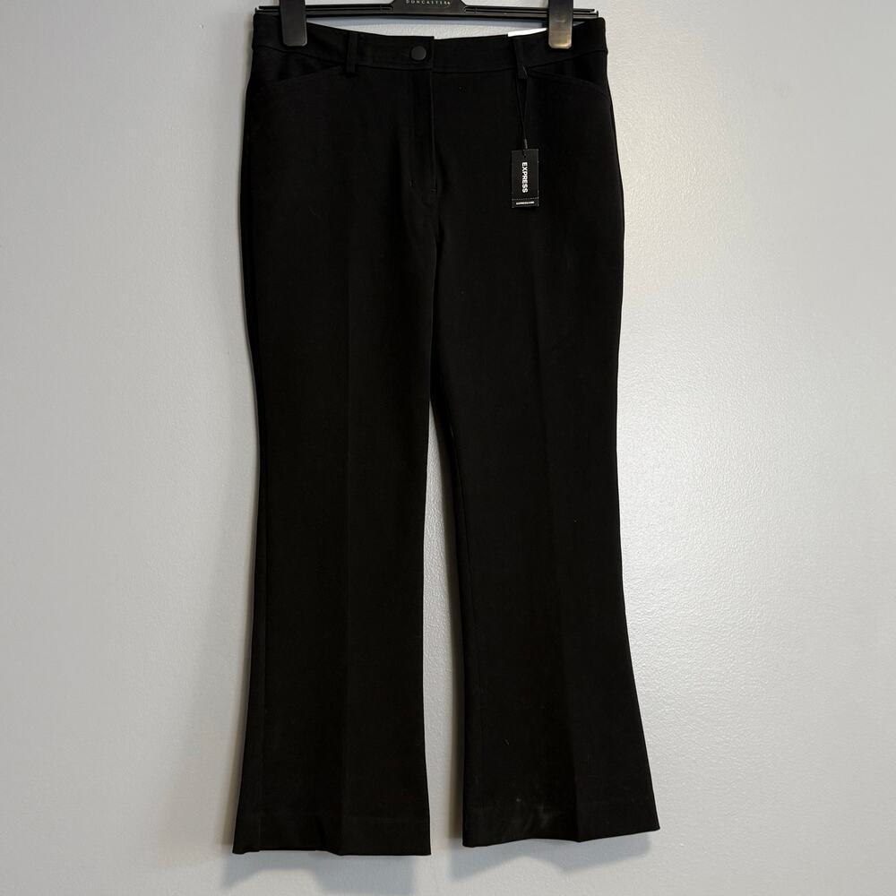 Express Black High Rise Cropped Flare Pants NEW 10